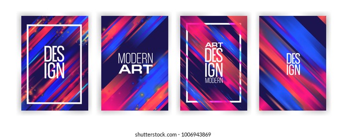 vector illustration. modern graphics bright dynamic neon stripes stylish colorful frame. design for decoration of brashur, flyers, envelope, cards. paper size a4. elements of design in a modern style 