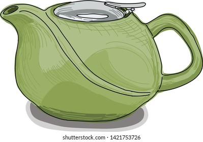Vector Illustration of a modern green teapot