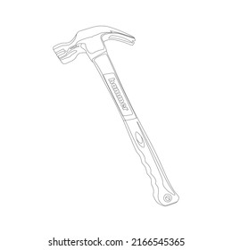 vector illustration, modern hammer silhouette and sketch, semi realistic flat cartoon design style.