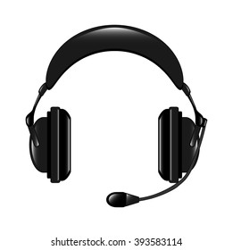 La ilustración vectorial del auricular moderno aislado en el fondo blanco, versión realista.