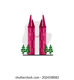 vector illustration of modern high rise building. Townspeople's houses. colored, flat design
