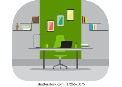 Vector illustration of modern home office workplace - Work from home