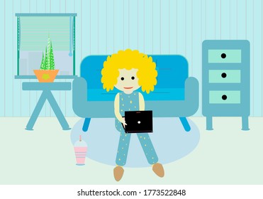 vector illustration of a modern home office modern interior design Work at home.
