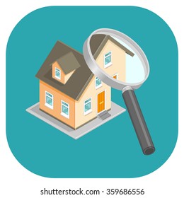 A Vector Illustration Of A Modern Home Undergoing An Examination Or Inspection.
Isometric Inspection Modern House Icon Illustration. Home Being Checked.