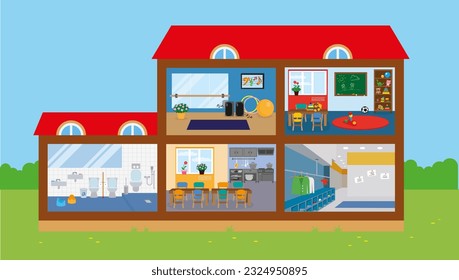 Vector illustration of a modern house in a flat style. Vector illustration