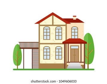 Vector illustration modern house, real estate, family home, apartment, cottage, building concept in flat style.