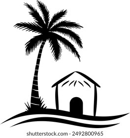 Vector Illustration Modern Hut and Beach clipart