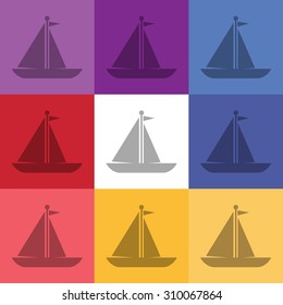 vector illustration of modern icon boat