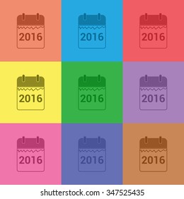 vector illustration of modern icon calendar 2016 