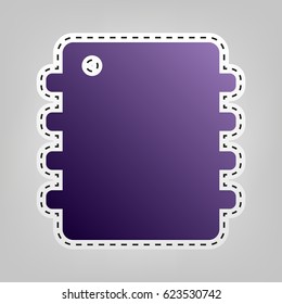 vector illustration of modern icon chip. Vector. Violet icon with outline for cutting out at gray background.