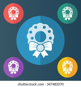 vector illustration of modern icon Christmas wreath