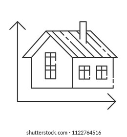 Vector illustration of modern icon depicting a home measurement concept. High quality black outline logo for web site design and mobile apps. Vector illustration on a white background.