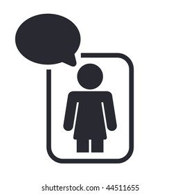 Vector illustration of modern icon depicting a woman speaking
