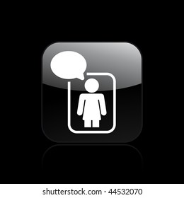 Vector illustration of modern icon depicting a woman speaking