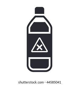 Vector illustration of modern icon depicting a bottle containing liquid dangerous, with symbol harmful