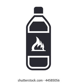 Vector illustration of modern icon depicting a bottle containing liquid dangerous, with symbol of flammable