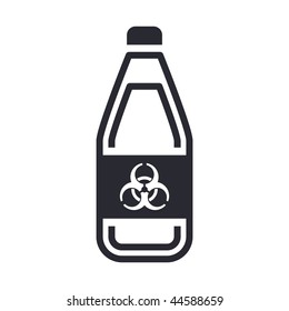 Vector illustration of modern icon depicting a bottle containing liquid dangerous, with symbol "biohazard"