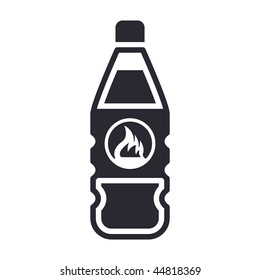 Vector illustration of modern icon depicting a bottle containing liquid dangerous, with symbol of flammable