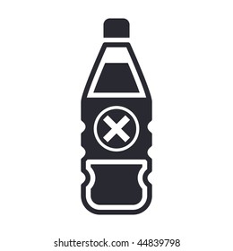 Vector illustration of modern icon depicting a bottle containing liquid dangerous, with symbol harmful