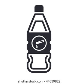 Vector illustration of modern icon depicting a bottle containing liquid dangerous, with symbol "corrosive"