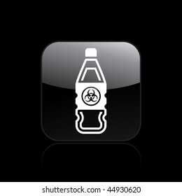 Vector illustration of modern icon depicting a bottle containing liquid dangerous, with symbol "biohazard"