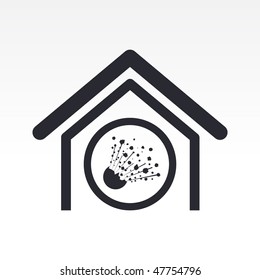 Vector illustration of modern icon depicting a danger signal indoors