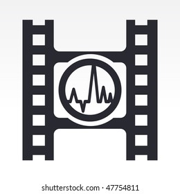 Vector illustration of modern icon depicting a wave button of a video player