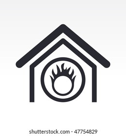 Vector illustration of modern icon depicting a danger signal indoors
