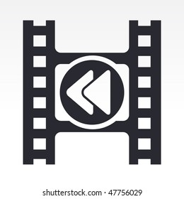 Vector illustration of modern icon depicting a back button of a video player