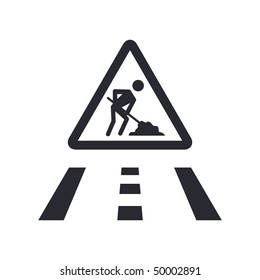 Vector illustration of modern icon depicting a work in progress sign on the road
