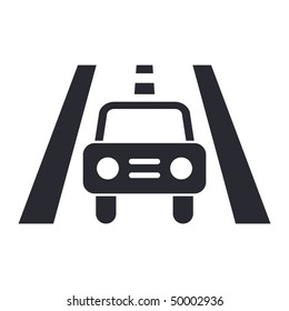 Vector illustration of modern icon depicting a car on the road