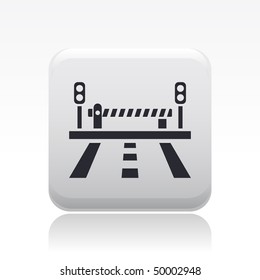 Vector illustration of modern icon depicting a closed level crossing on the road