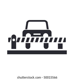 Vector illustration of modern icon depicting a closed level crossing on the road