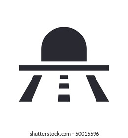 Vector illustration of modern icon depicting a road to a gallery