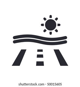 Vector illustration of modern icon depicting a road to sea