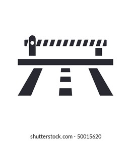 Vector illustration of modern icon depicting a closed level crossing on the road