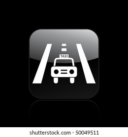 Vector illustration of modern icon depicting a taxi on the street