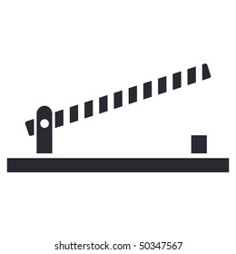 Vector illustration of modern icon depicting a open level crossing on the road