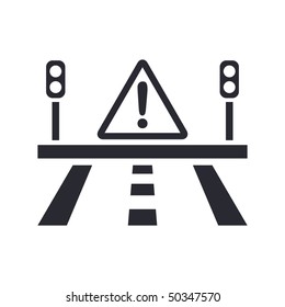 Vector illustration of modern icon depicting a warning sign on the road