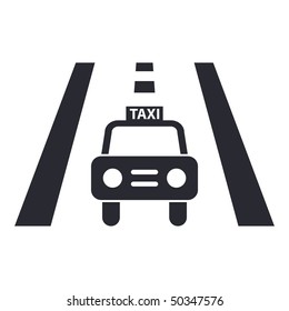 Vector illustration of modern icon depicting a taxi on the street