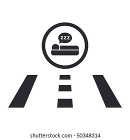 Vector illustration of modern icon depicting motel on street icon