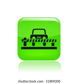 Vector illustration of modern icon depicting a closed level crossing on the road