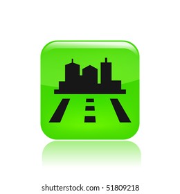 Vector illustration of modern icon depicting a road to a city