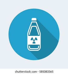 Vector illustration of modern icon depicting a bottle containing liquid dangerous, with symbol "radioactive"