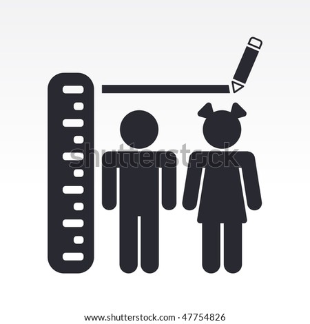 Vector illustration of modern icon depicting a measurement of the height of a children
