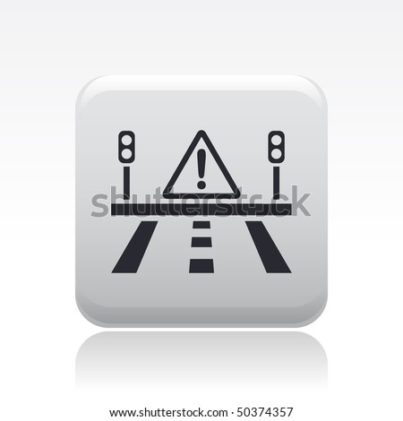Vector illustration of modern icon depicting a warning sign on the road