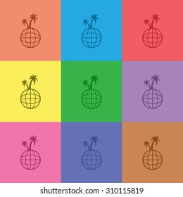 vector illustration of modern icon earth tour