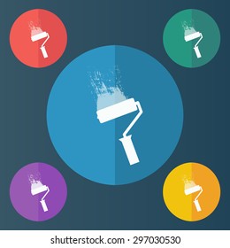 vector illustration of modern icon paint roller 
