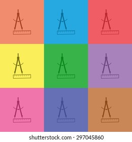 vector illustration of modern icon stationery items