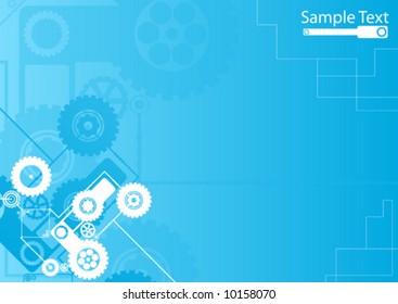 Vector illustration of a modern industrial clockwork pattern background. Technology concept in blue.